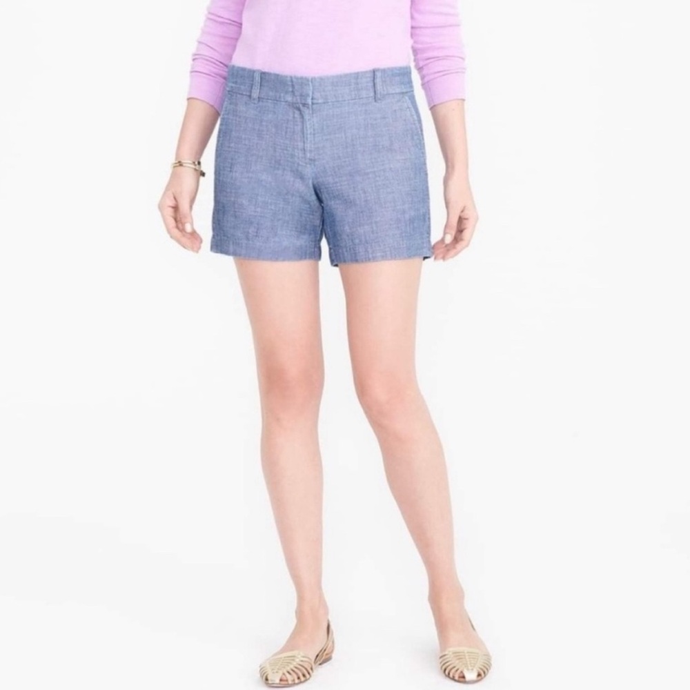 J. Crew Chambray Chino Flat Front Shorts Size 14